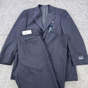 Chaps Ralph Lauren Suit Mens 42 Long Navy Pinstripe Wool 2 Piece 42L 36W